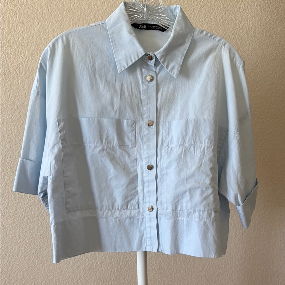 Zara Sky Blue Short Sleeve Shirt